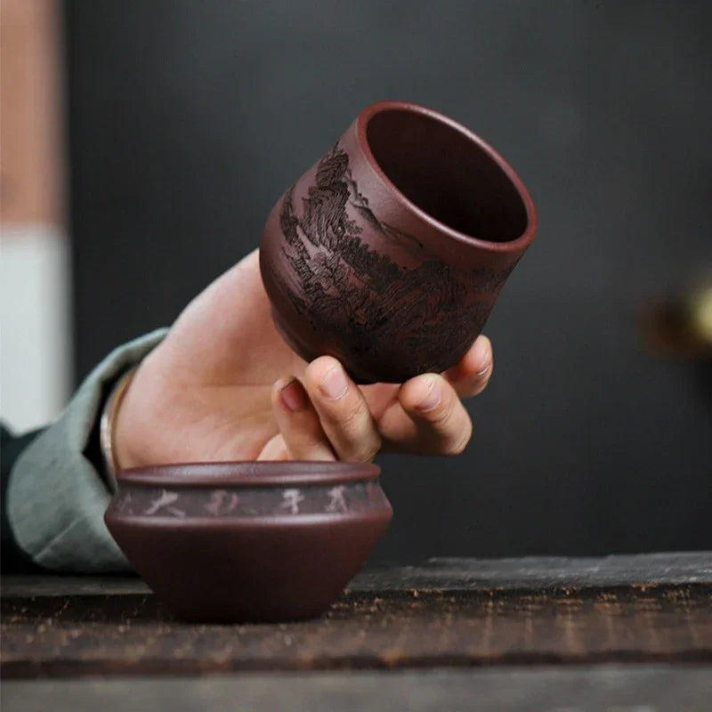 Handmade Yixing Zisha Master Tea Cup [Jiangshan Ru Hua / Jiu Cha] (Zi Ni - 200/140ml) - YIQIN TEA HOUSE | yiqinteahouse.com | tea cup, teaware