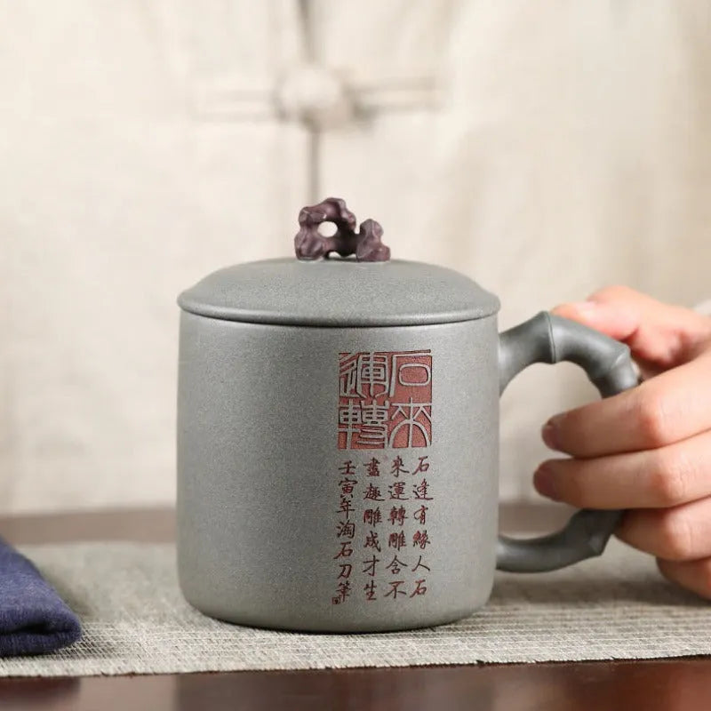 Handmade Yixing Zisha Tea Mug [Shi Lai Yun Zhuan] 450ml - YIQIN TEA HOUSE | yiqinteahouse.com | new arrival, tea mug, teaware