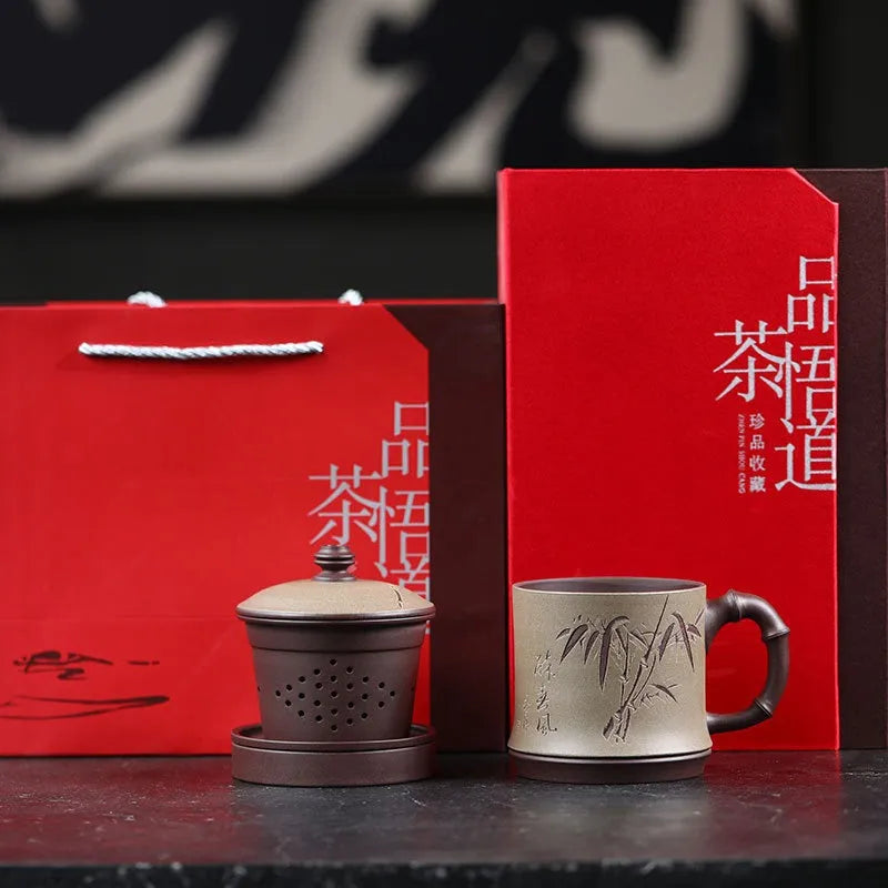 Handmade Yixing Zisha Tea Mug with Filter [Zui Chunfeng Zhu Jie] 470ml - YIQIN TEA HOUSE | yiqinteahouse.com | new arrival, tea mug, teaware