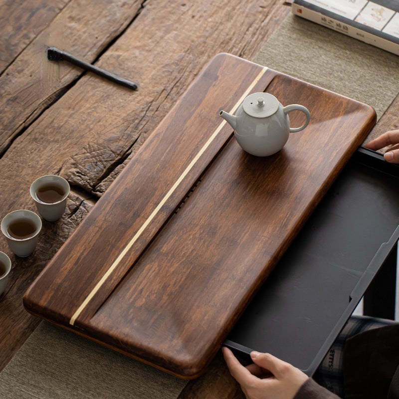 Heavy Bamboo Tea Tray [Chuang Mu - Ting Jing] Drawer Storage / Pipe Drainage - YIQIN TEA HOUSE | yiqinteahouse.com | tea tray, teaware