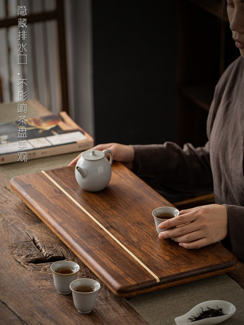 Heavy Bamboo Tea Tray [Chuang Mu - Ting Jing] Drawer Storage / Pipe Drainage - YIQIN TEA HOUSE | yiqinteahouse.com | tea tray, teaware