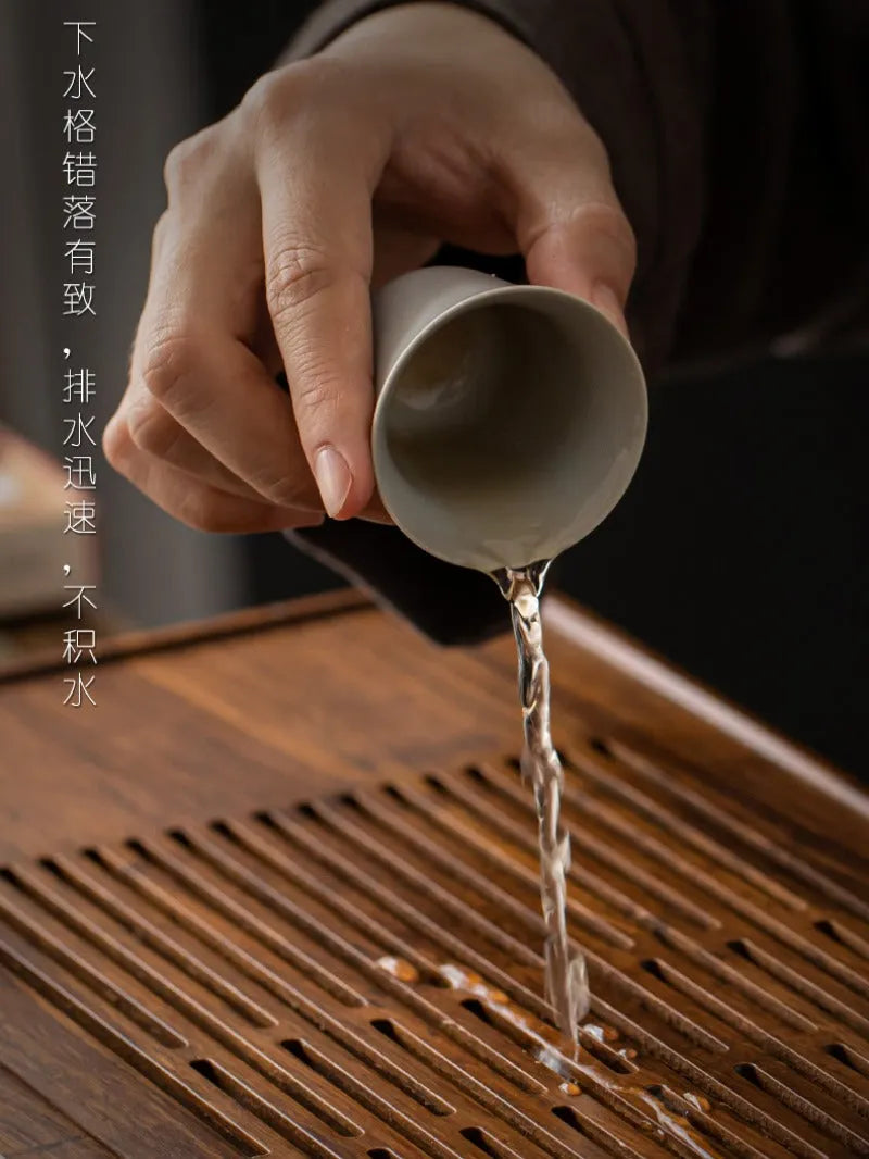 Heavy Bamboo Tea Tray [Chuang Mu - Ting Jing] Drawer Storage / Pipe Drainage - YIQIN TEA HOUSE | yiqinteahouse.com | tea tray, teaware