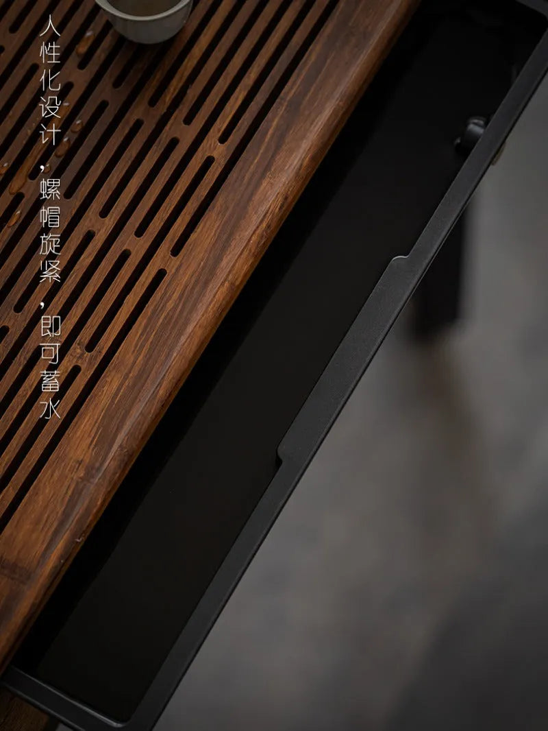 Heavy Bamboo Tea Tray [Chuang Mu - Ting Jing] Drawer Storage / Pipe Drainage - YIQIN TEA HOUSE | yiqinteahouse.com | tea tray, teaware