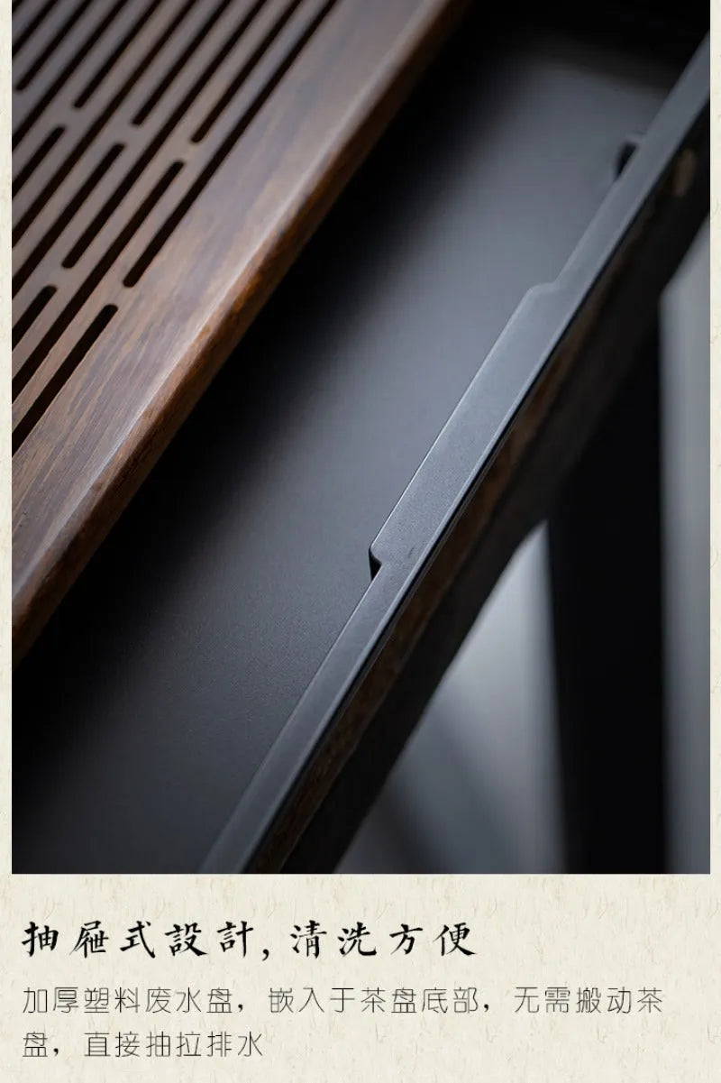 Heavy Bamboo Tea Tray [Chuang Mu - Ting Jing] Drawer Storage / Pipe Drainage - YIQIN TEA HOUSE | yiqinteahouse.com | tea tray, teaware