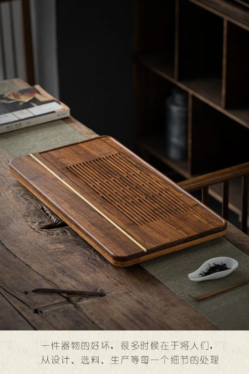 Heavy Bamboo Tea Tray [Chuang Mu - Ting Jing] Drawer Storage / Pipe Drainage - YIQIN TEA HOUSE | yiqinteahouse.com | tea tray, teaware