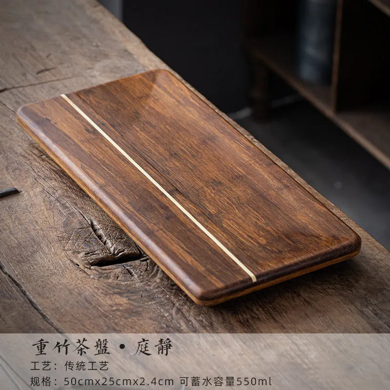 Heavy Bamboo Tea Tray [Chuang Mu - Ting Jing] Drawer Storage / Pipe Drainage - YIQIN TEA HOUSE | yiqinteahouse.com | tea tray, teaware