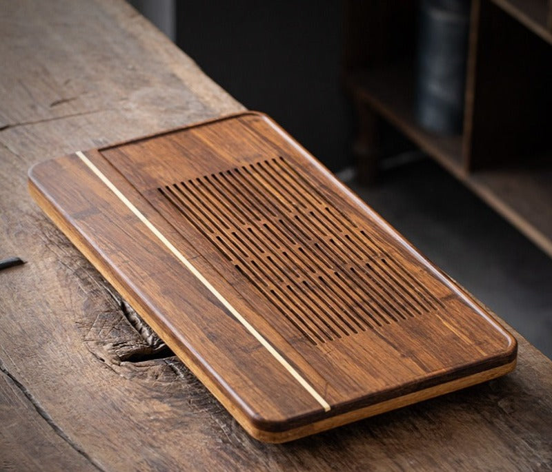 Heavy Bamboo Tea Tray [Chuang Mu - Ting Jing] Drawer Storage / Pipe Drainage - YIQIN TEA HOUSE | yiqinteahouse.com | tea tray, teaware