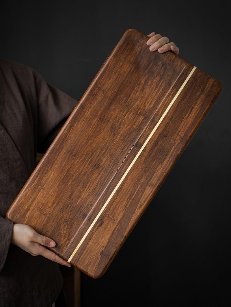 Heavy Bamboo Tea Tray [Chuang Mu - Ting Jing] Drawer Storage / Pipe Drainage - YIQIN TEA HOUSE | yiqinteahouse.com | tea tray, teaware