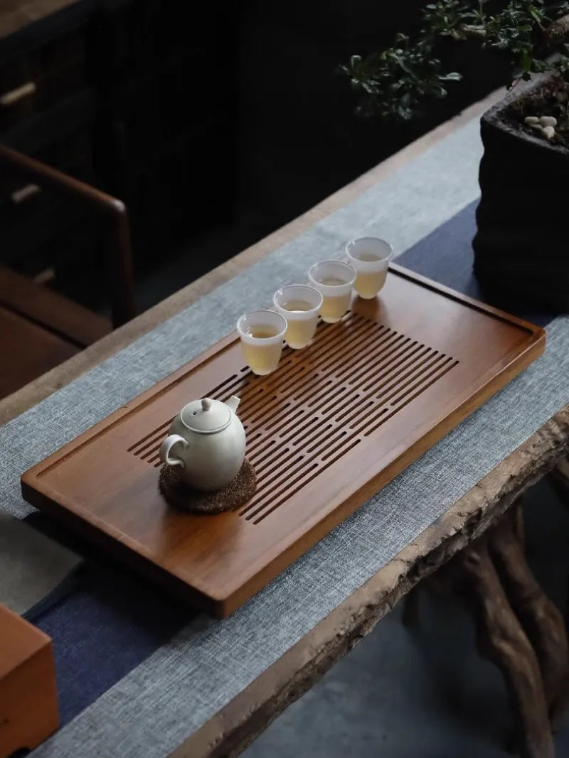 Heavy Bamboo Tea Tray [Ya-Su Chuang] Drawer Storage / Pipe Drainage - YIQIN TEA HOUSE | yiqinteahouse.com | tea tray, teaware