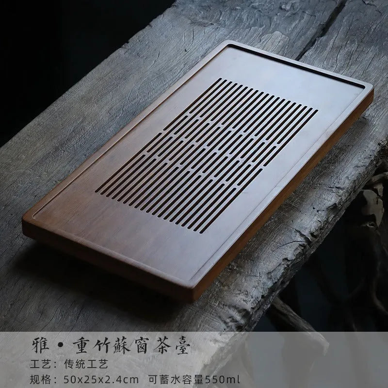 Heavy Bamboo Tea Tray [Ya-Su Chuang] Drawer Storage / Pipe Drainage - YIQIN TEA HOUSE | yiqinteahouse.com | tea tray, teaware