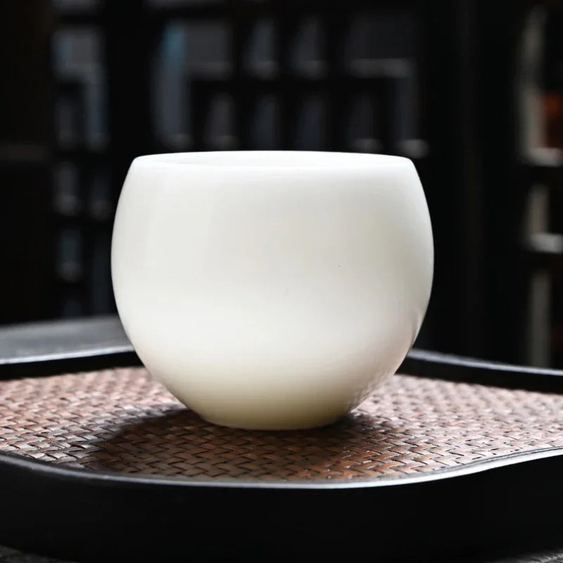 Cawan Teh Porselin Putih Jade Ais [Telur Naga] 130ml
