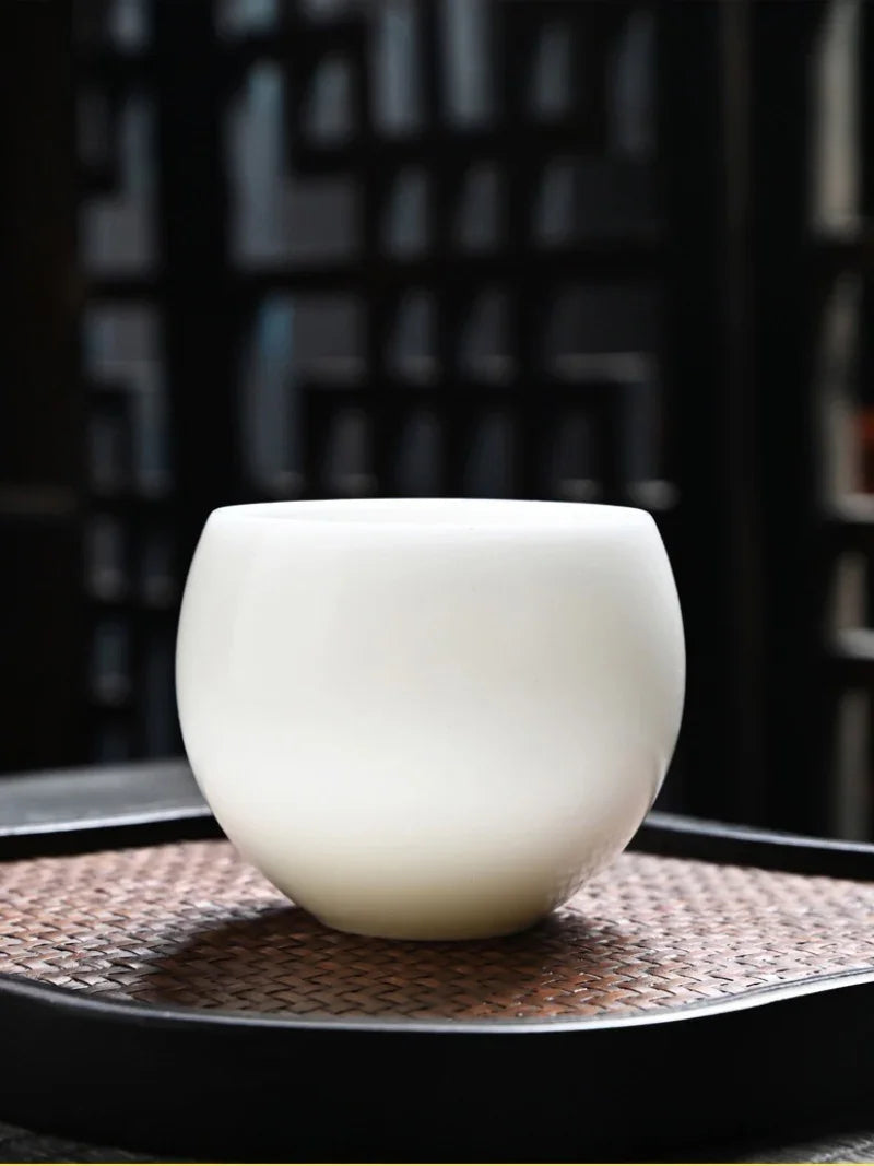Cawan Teh Porselin Putih Jade Ais [Telur Naga] 130ml