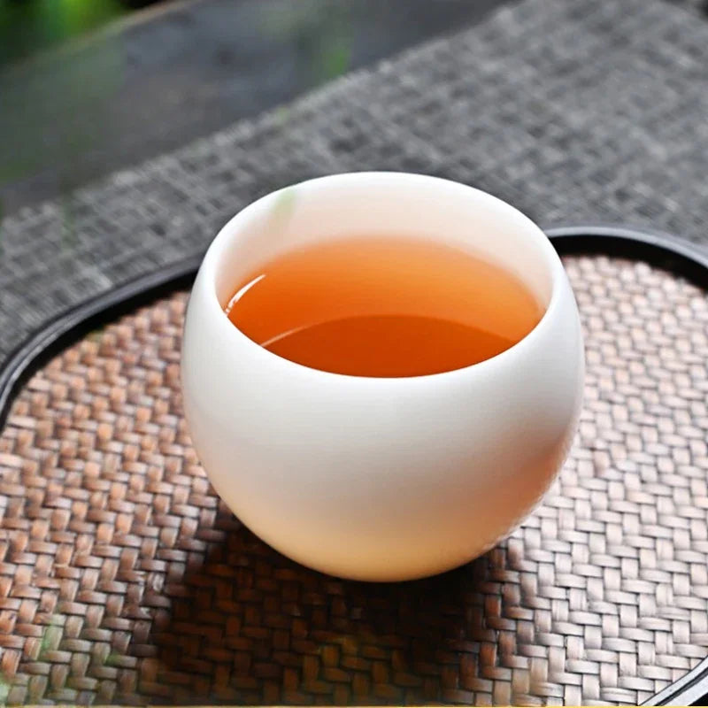 Cawan Teh Porselin Putih Jade Ais [Telur Naga] 130ml