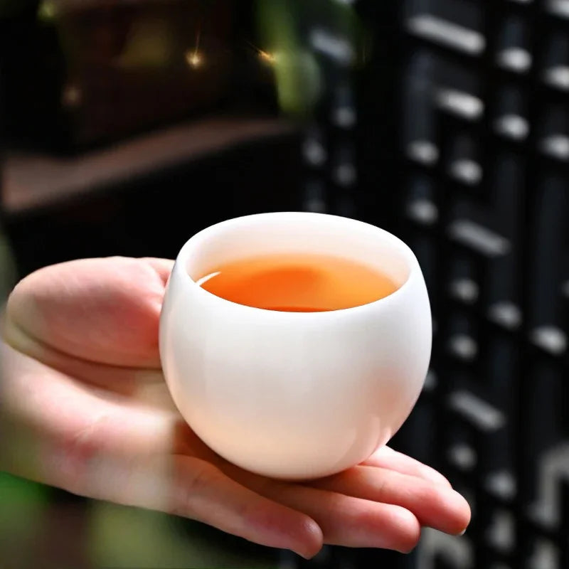 Cawan Teh Porselin Putih Jade Ais [Telur Naga] 130ml