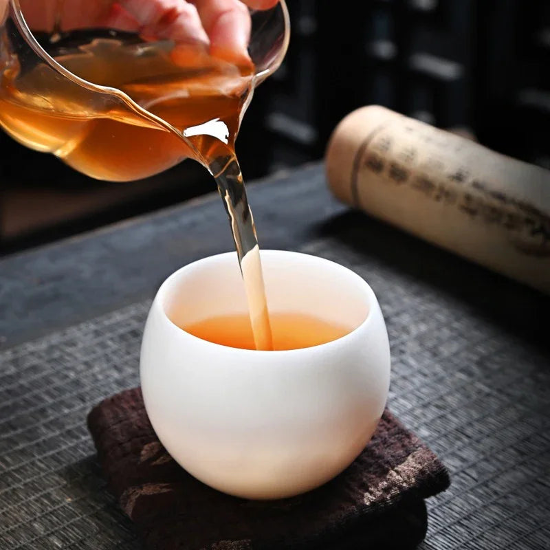 Cawan Teh Porselin Putih Jade Ais [Telur Naga] 130ml