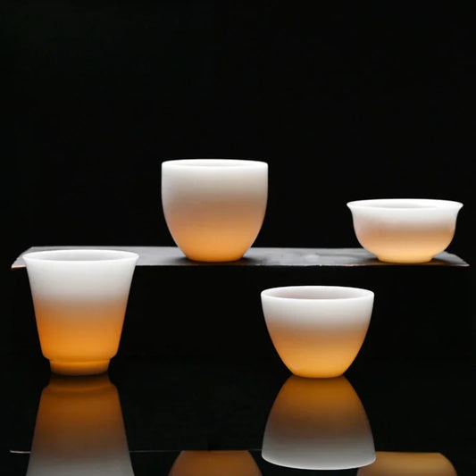 Taza de té pequeña de porcelana blanca Ice Jade de 30-50 ml