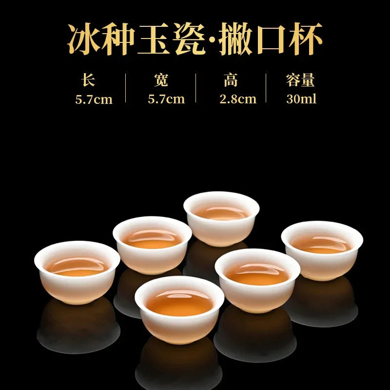 Cawan Teh Kecil Porselin Putih Jade Ais 30-50ml