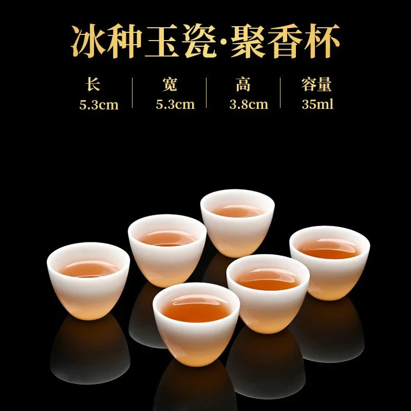 Cawan Teh Kecil Porselin Putih Jade Ais 30-50ml