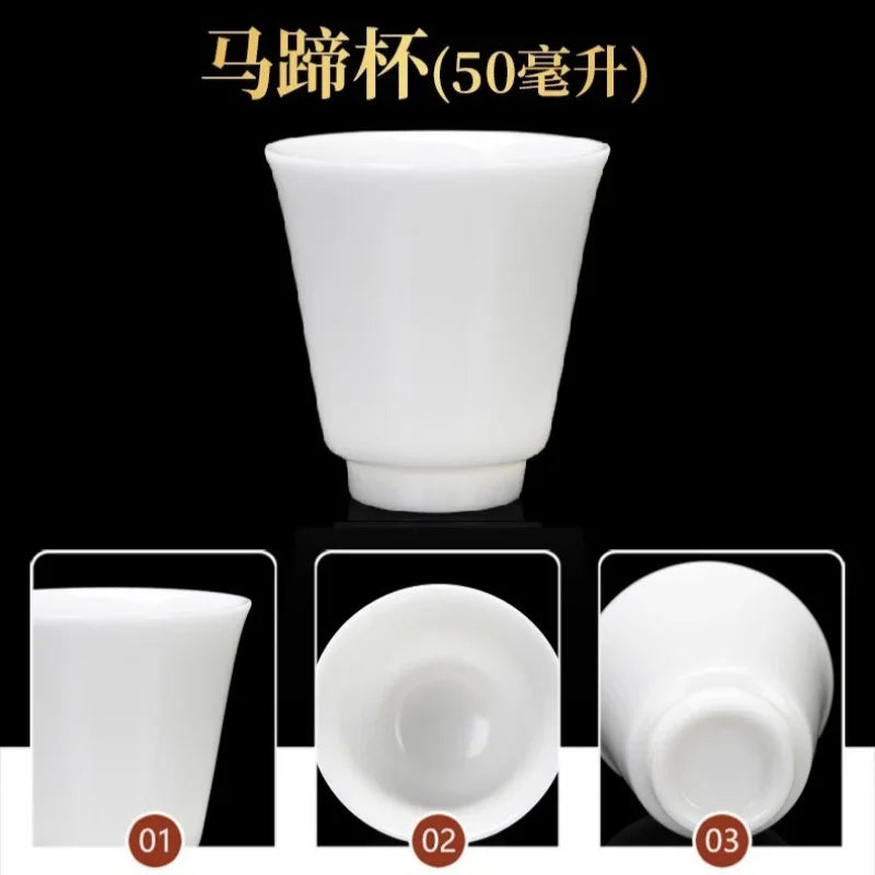 Cawan Teh Kecil Porselin Putih Jade Ais 30-50ml