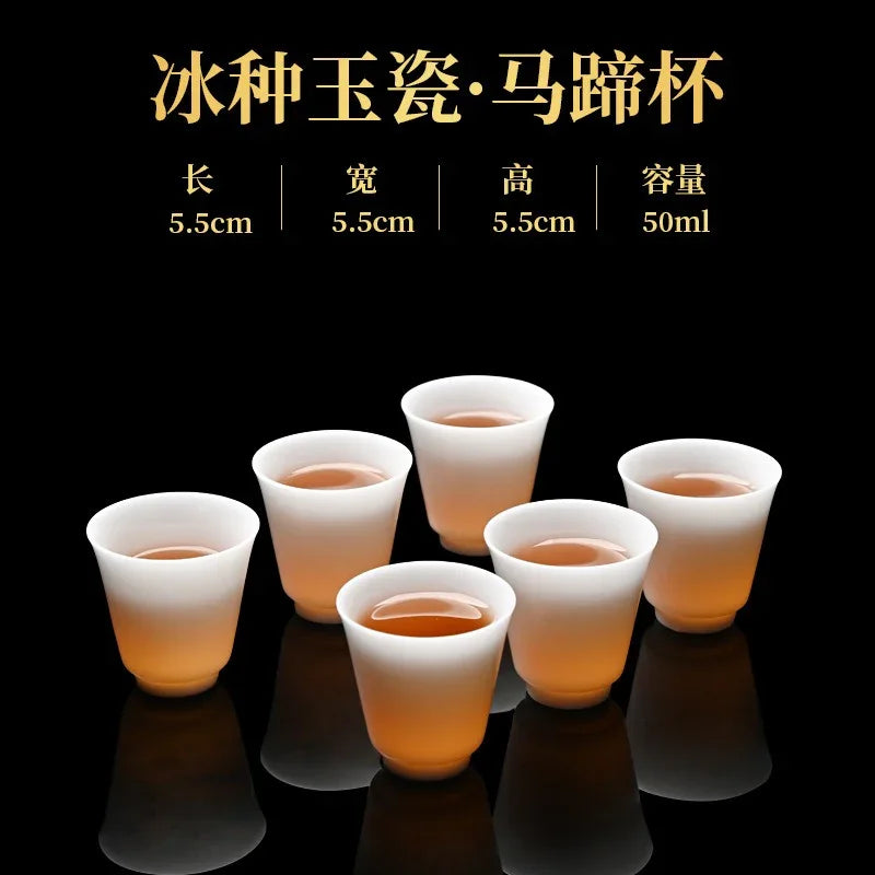 Cawan Teh Kecil Porselin Putih Jade Ais 30-50ml
