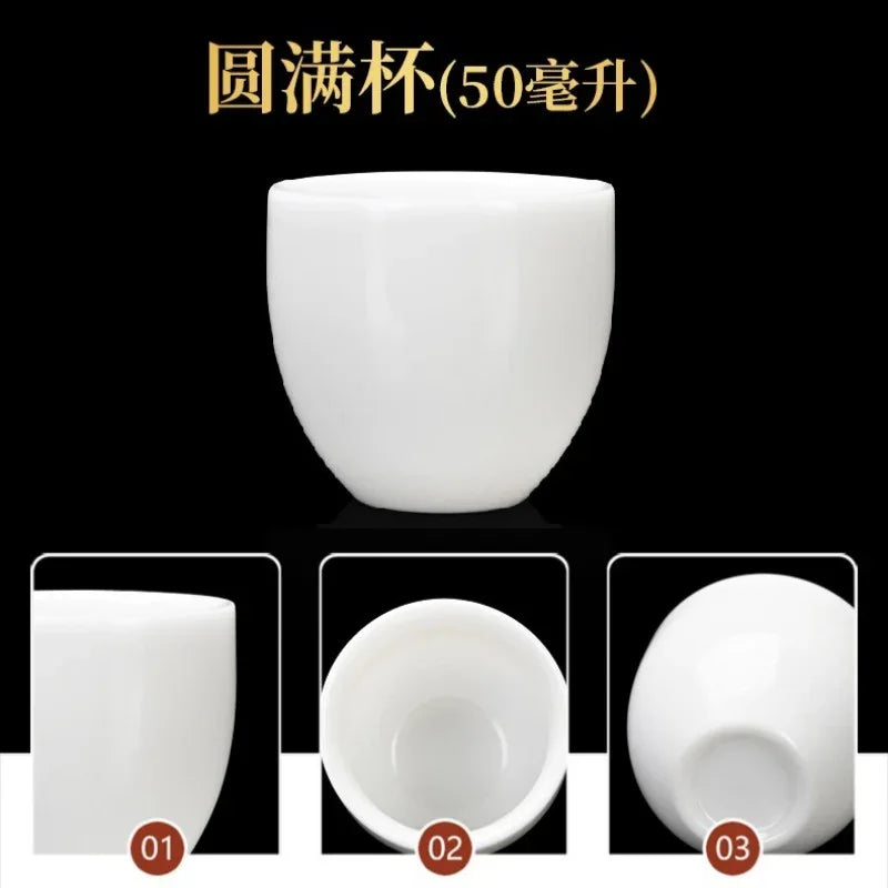 Cawan Teh Kecil Porselin Putih Jade Ais 30-50ml