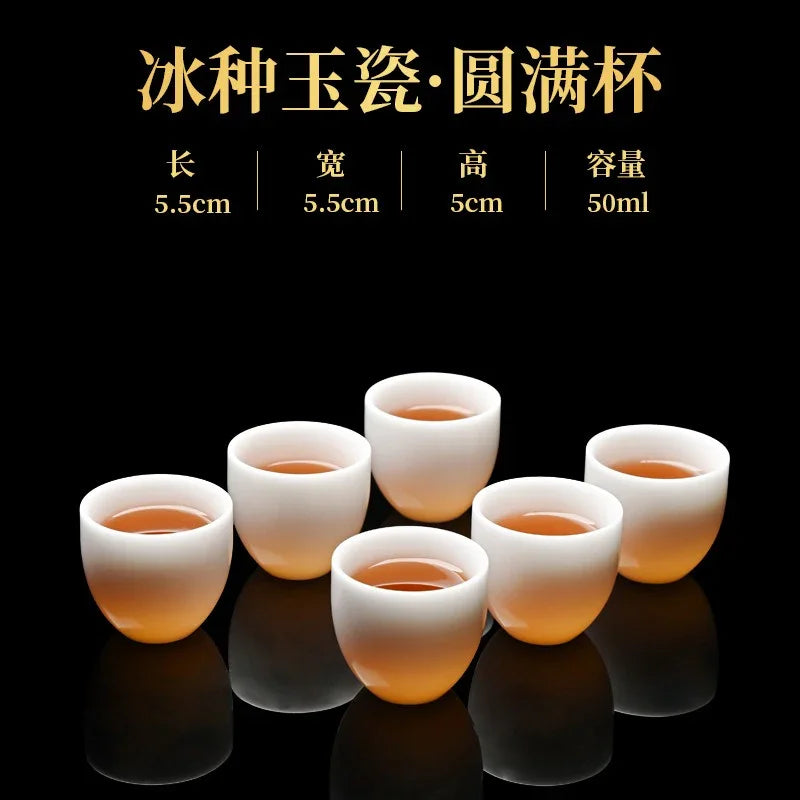 Cawan Teh Kecil Porselin Putih Jade Ais 30-50ml
