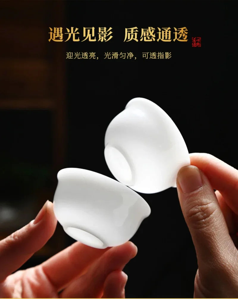 Cawan Teh Kecil Porselin Putih Jade Ais 30-50ml