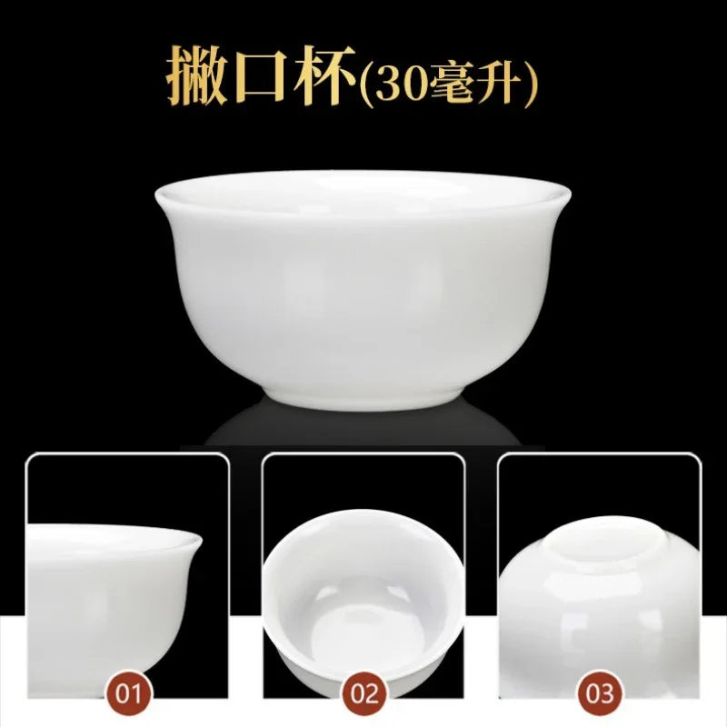 Cawan Teh Kecil Porselin Putih Jade Ais 30-50ml