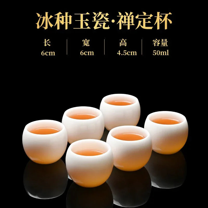 Cawan Teh Kecil Porselin Putih Jade Ais 45-50ml