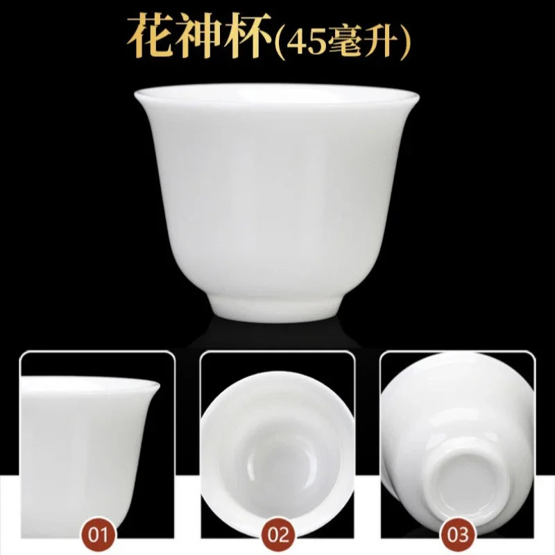 Cawan Teh Kecil Porselin Putih Jade Ais 45-50ml
