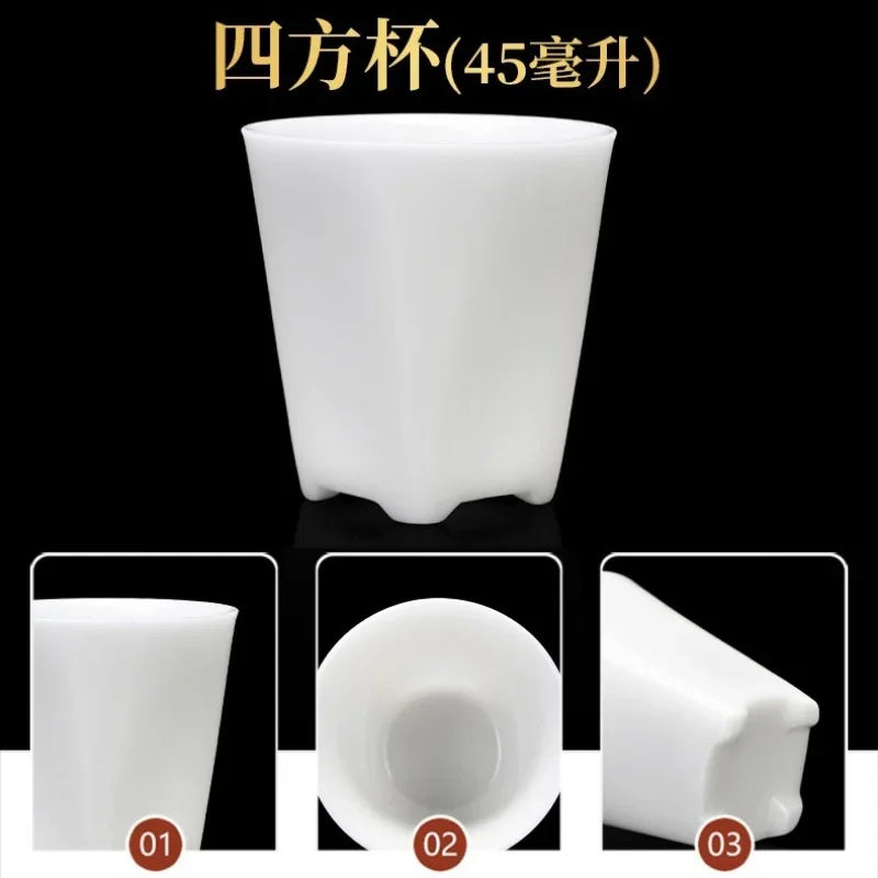 Cawan Teh Kecil Porselin Putih Jade Ais 45-50ml