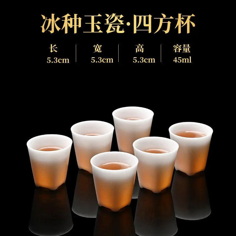 Cawan Teh Kecil Porselin Putih Jade Ais 45-50ml