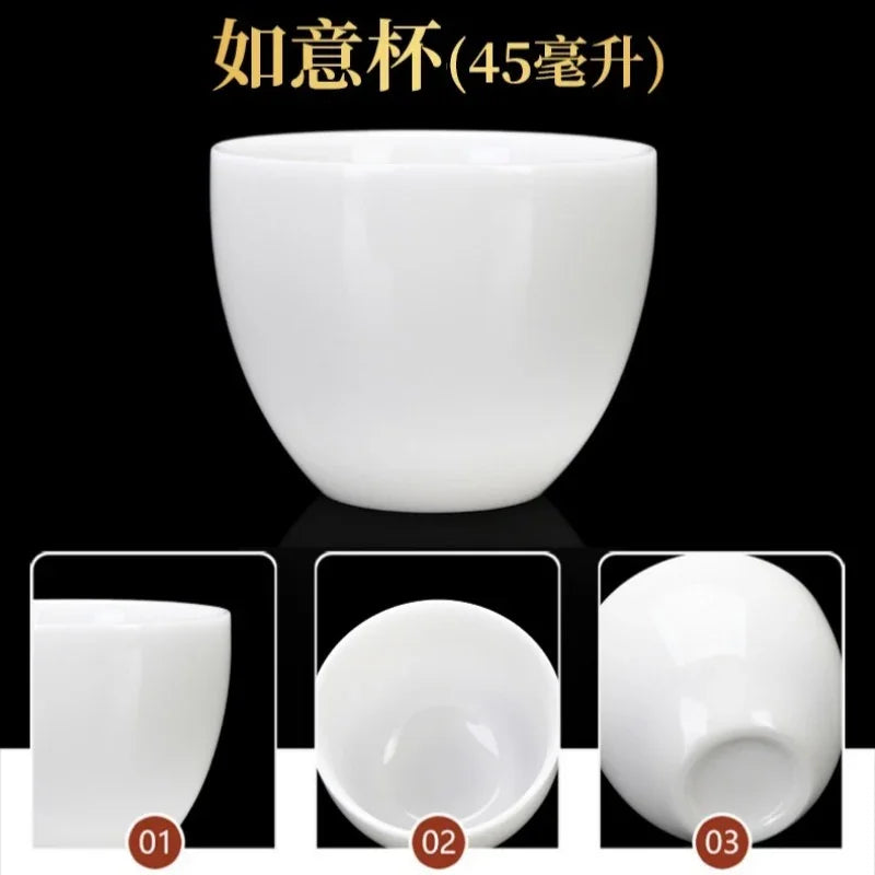 Cawan Teh Kecil Porselin Putih Jade Ais 45-50ml