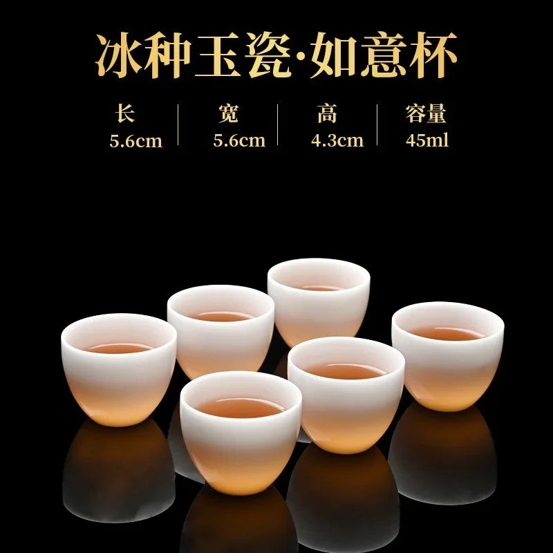 Cawan Teh Kecil Porselin Putih Jade Ais 45-50ml