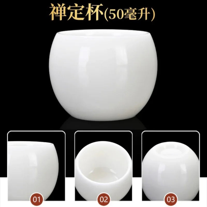 Cawan Teh Kecil Porselin Putih Jade Ais 45-50ml