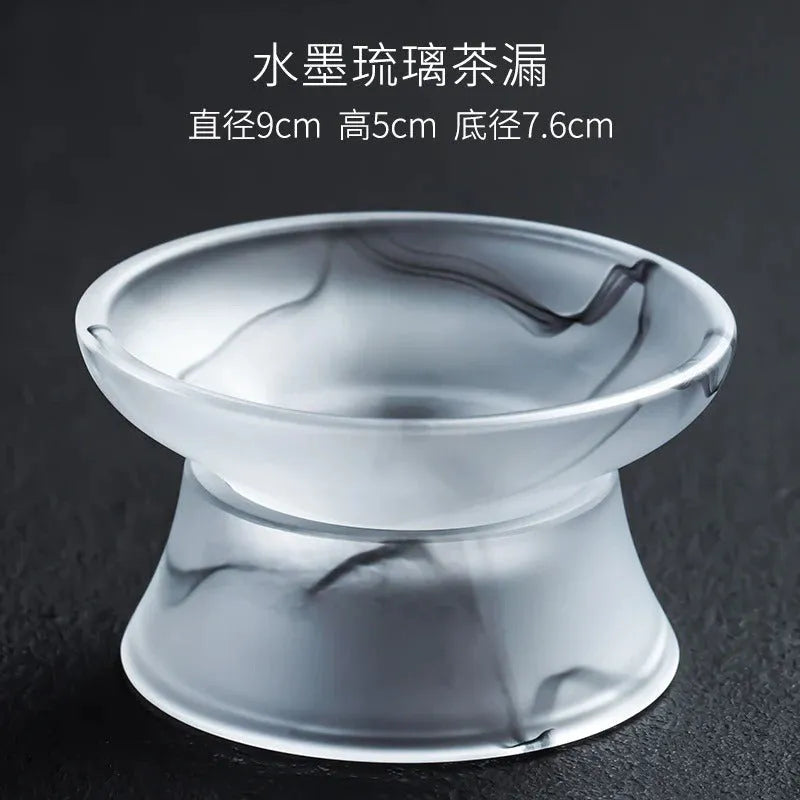 Ink Paint Glass Zen Tea Cup/Fair Cup/Gaiwan/Tea Strainer/Full Set - YIQIN TEA HOUSE | yiqinteahouse.com | fair cup, gaiwan, tea cup, teaware, teaware set