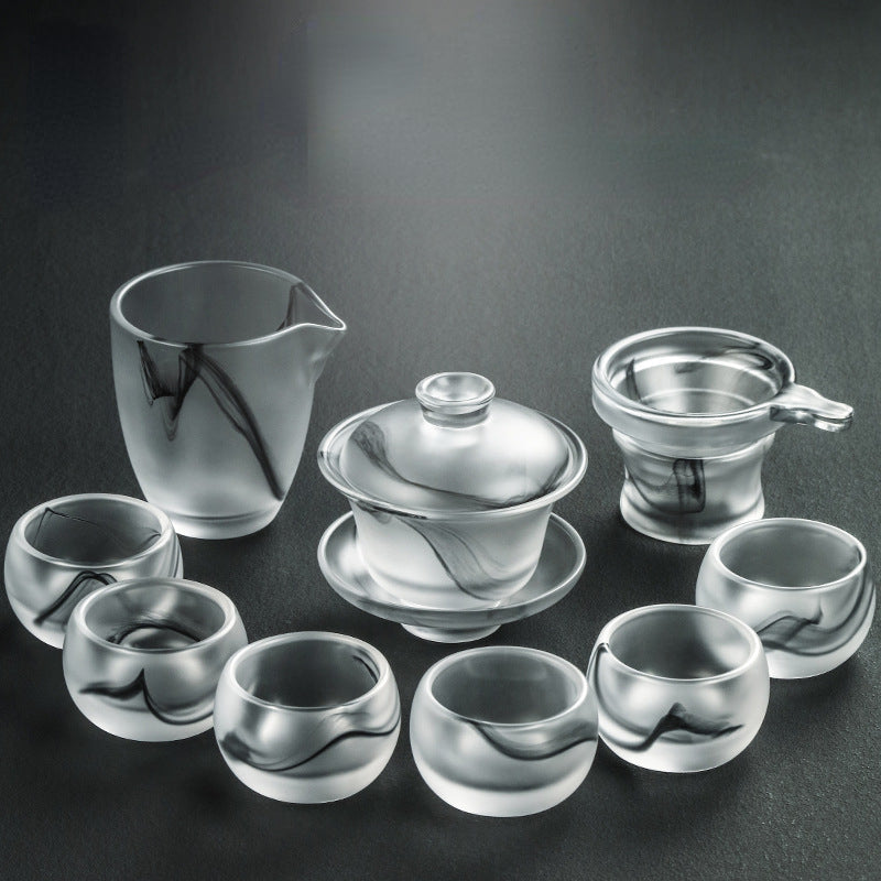 Ink Paint Glass Zhijue Tea Cup/Fair Cup/Gaiwan/Tea Strainer Full Set - YIQIN TEA HOUSE | yiqinteahouse.com | fair cup, gaiwan, tea cup, teaware, teaware set