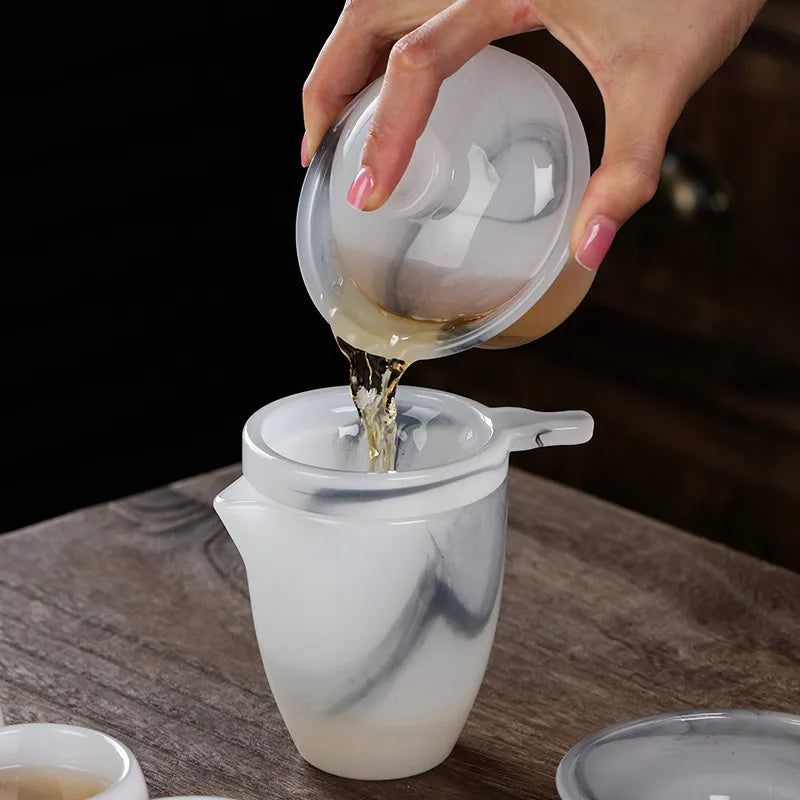 Ink Paint Jade Porcelain 30/50ml Tea Cup/Fair Cup/Tea Strainer/Full Set - YIQIN TEA HOUSE | yiqinteahouse.com | fair cup, gaiwan, tea cup, teaware, teaware set