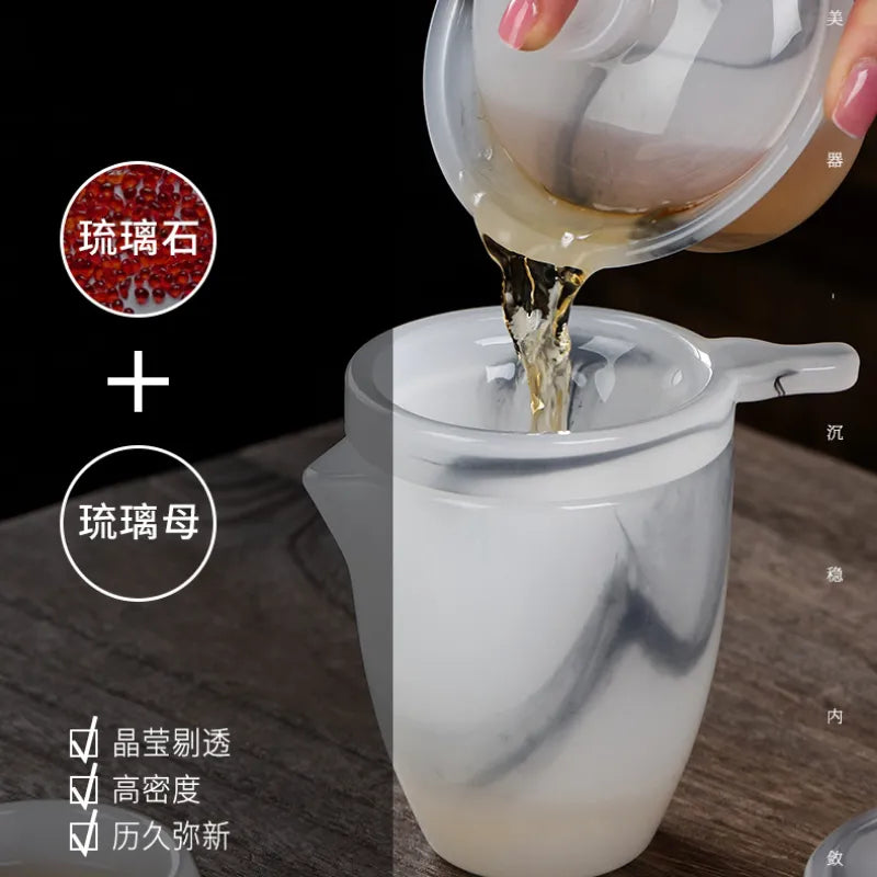 Ink Paint Jade Porcelain 30/50ml Tea Cup/Fair Cup/Tea Strainer/Full Set - YIQIN TEA HOUSE | yiqinteahouse.com | fair cup, gaiwan, tea cup, teaware, teaware set