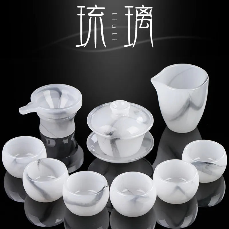 Ink Paint Jade Porcelain 30/50ml Tea Cup/Fair Cup/Tea Strainer/Full Set - YIQIN TEA HOUSE | yiqinteahouse.com | fair cup, gaiwan, tea cup, teaware, teaware set