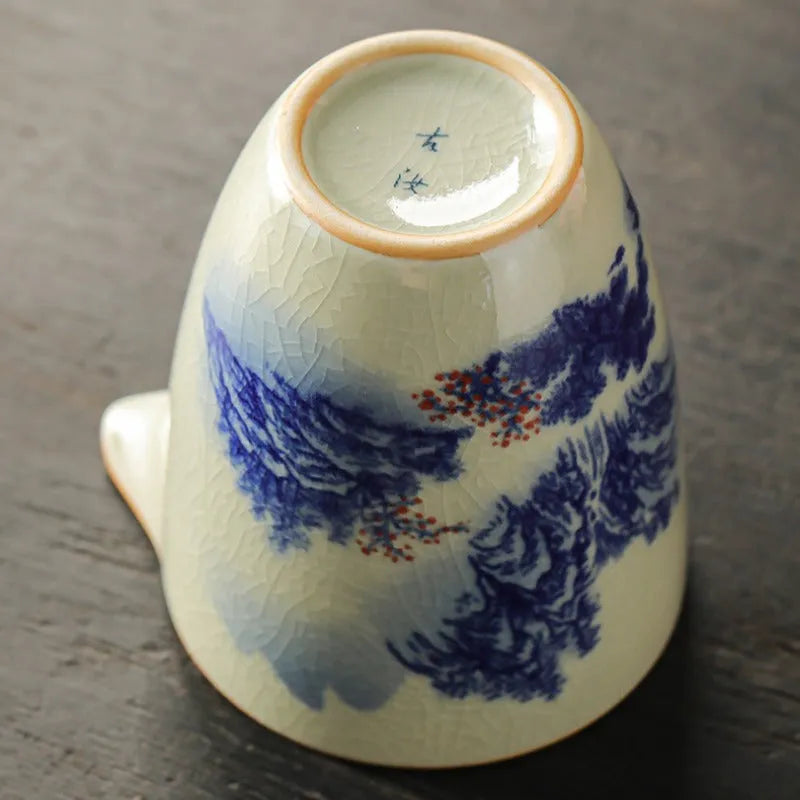 Jindezhen Gu Ru Ice Crackle Ceramic Fair Cup / Strainer [Jiangshan Keran] - YIQIN TEA HOUSE | yiqinteahouse.com | fair cup, jiangshan keran, strainer, teaware