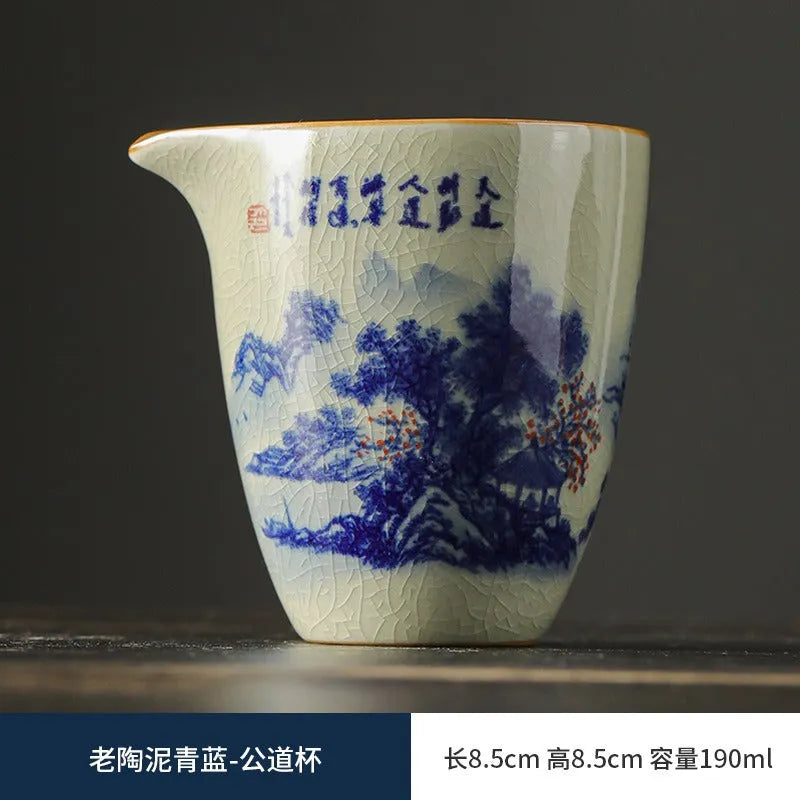 Jindezhen Gu Ru Ice Crackle Ceramic Fair Cup / Strainer [Jiangshan Keran] - YIQIN TEA HOUSE | yiqinteahouse.com | fair cup, jiangshan keran, strainer, teaware