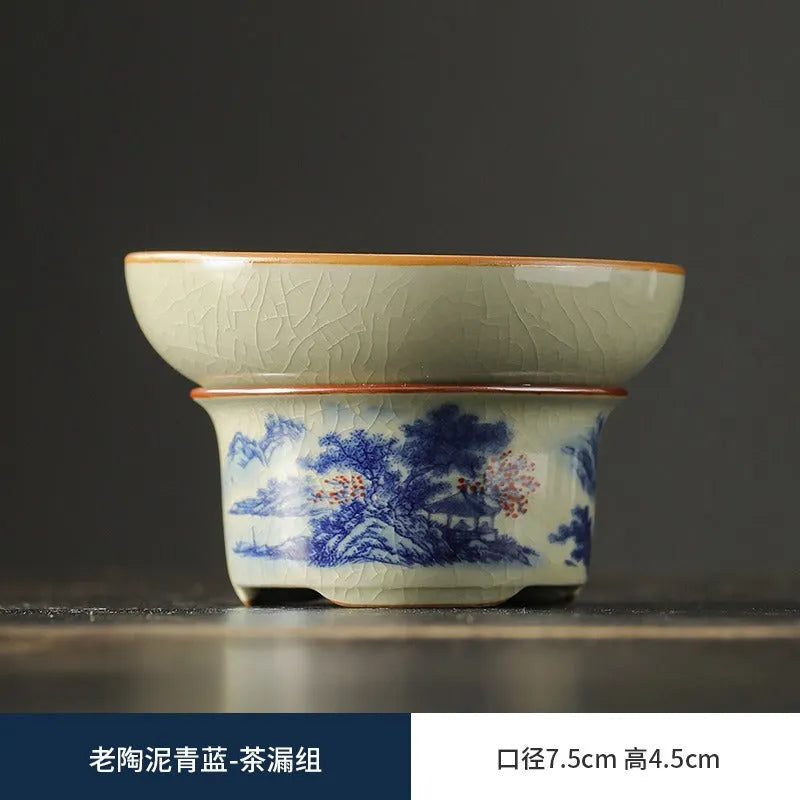 Jindezhen Gu Ru Ice Crackle Ceramic Fair Cup / Strainer [Jiangshan Keran] - YIQIN TEA HOUSE | yiqinteahouse.com | fair cup, jiangshan keran, strainer, teaware