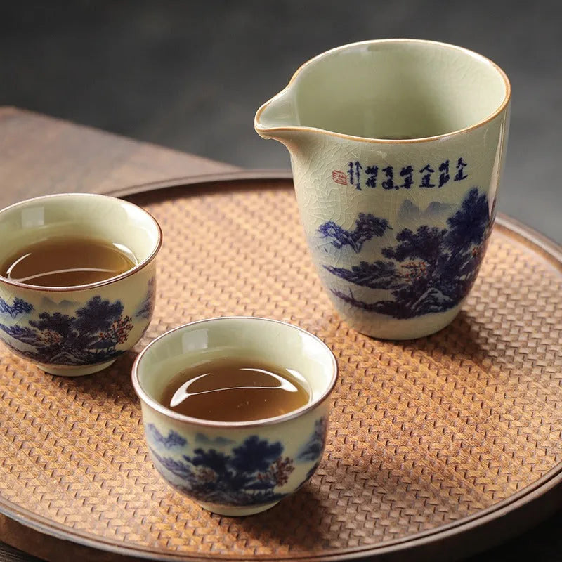 Jindezhen Gu Ru Ice Crackle Ceramic Fair Cup / Strainer [Jiangshan Keran] - YIQIN TEA HOUSE | yiqinteahouse.com | fair cup, jiangshan keran, strainer, teaware