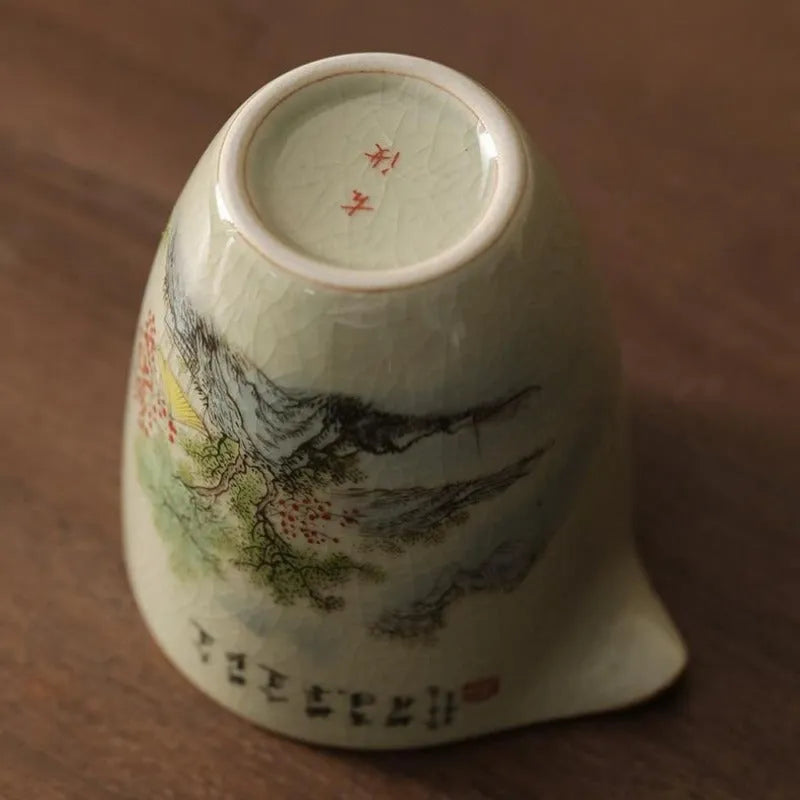 Jindezhen Gu Ru Ice Crackle Ceramic Fair Cup / Strainer [Zhi Ci Qinglu] - YIQIN TEA HOUSE | yiqinteahouse.com | fair cup, strainer, teaware, zhi ci qinglu