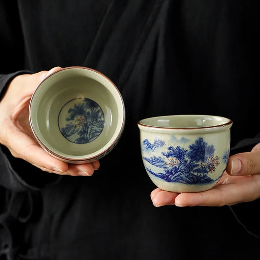 Jindezhen Gu Ru Ice Crackle Ceramic Tea Cup [Jiangshan Keran] - YIQIN TEA HOUSE | yiqinteahouse.com | jiangshan keran, tea cup, teaware