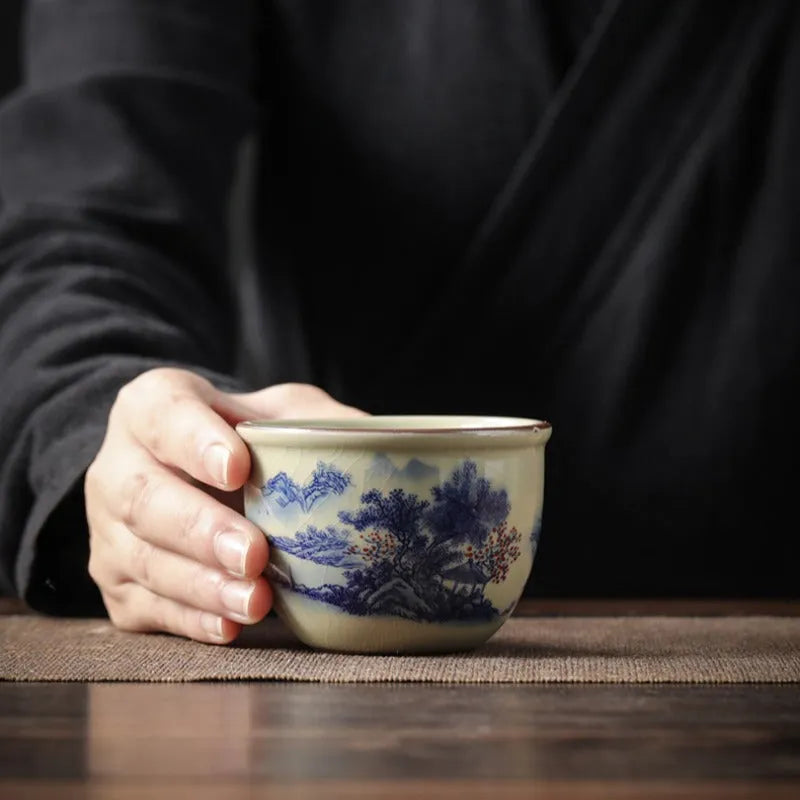 Jindezhen Gu Ru Ice Crackle Ceramic Tea Cup [Jiangshan Keran] - YIQIN TEA HOUSE | yiqinteahouse.com | jiangshan keran, tea cup, teaware