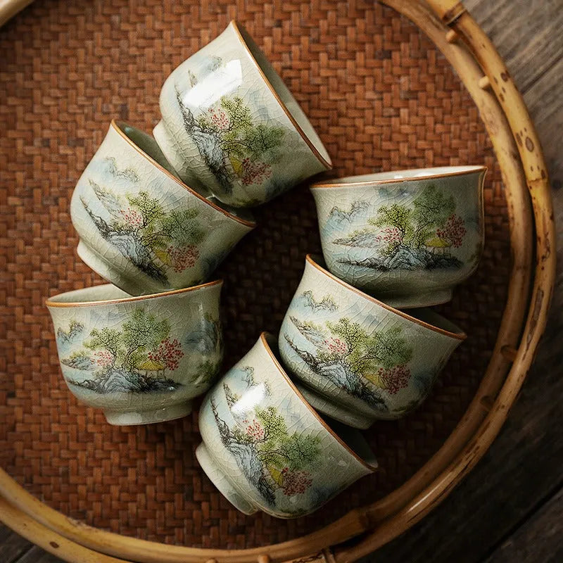 Jindezhen Gu Ru Ice Crackle Ceramic Tea Cup [Zhi Ci Qinglu] - YIQIN TEA HOUSE | yiqinteahouse.com | tea cup, teaware, zhi ci qinglu