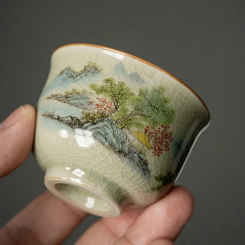 Jindezhen Gu Ru Ice Crackle Ceramic Tea Cup [Zhi Ci Qinglu] - YIQIN TEA HOUSE | yiqinteahouse.com | tea cup, teaware, zhi ci qinglu