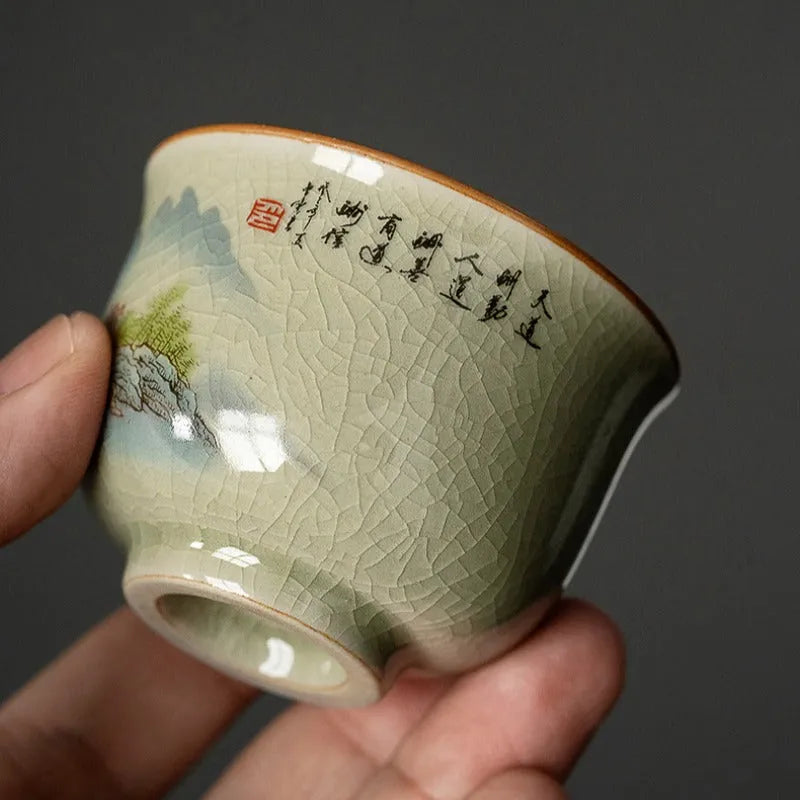 Jindezhen Gu Ru Ice Crackle Ceramic Tea Cup [Zhi Ci Qinglu] - YIQIN TEA HOUSE | yiqinteahouse.com | tea cup, teaware, zhi ci qinglu